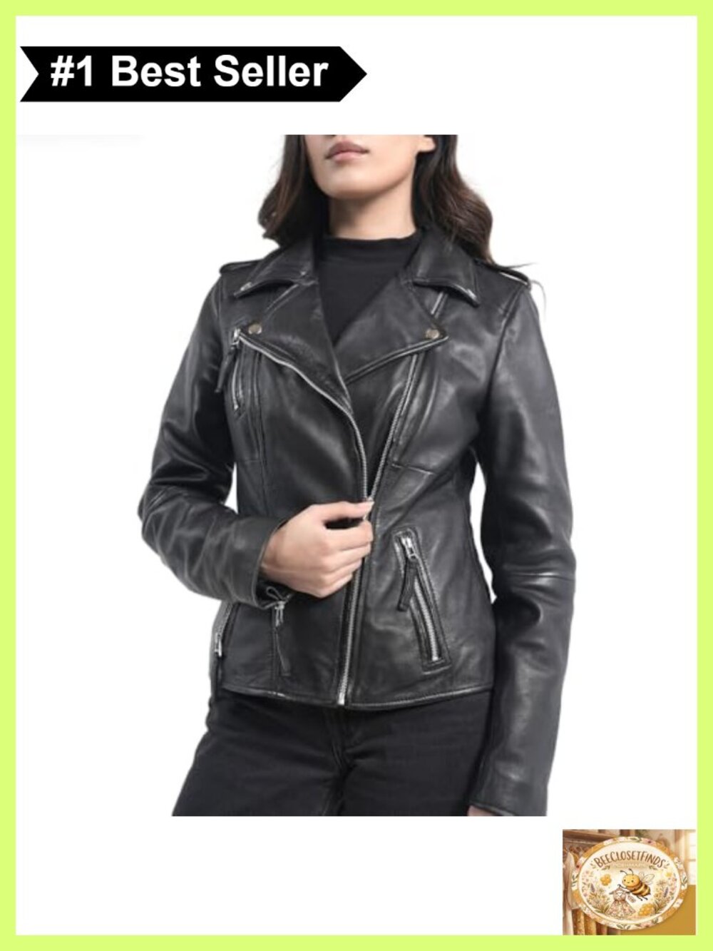 Womens Lambskin Leather Motorcycle Jacket Asymmetric Moto Biker Cropped